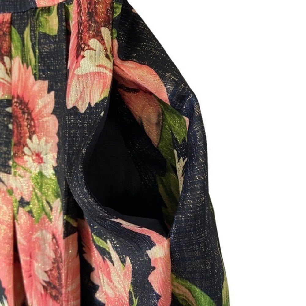 Modcloth Personal Boldness Metallic Floral‎ Fit And Flare Dress Size 6 - Picture 6 of 11